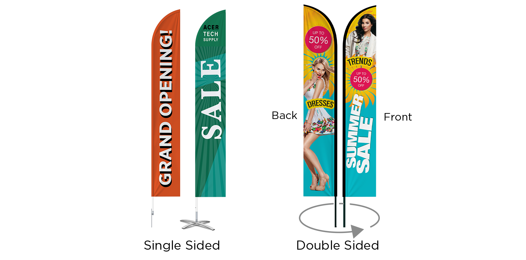 Feather flags - w/pole - 8feet